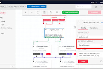 build twilio studio flow and IVR voicemail call forwarding