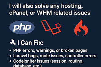 fix any PHP, laravel, or codeigniter website errors
