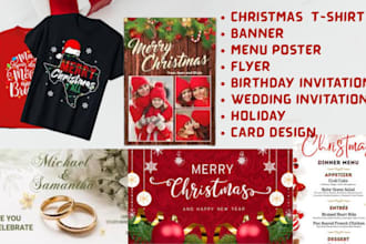design christmas tshirt banner menu poster flyer birthday wedding holiday card