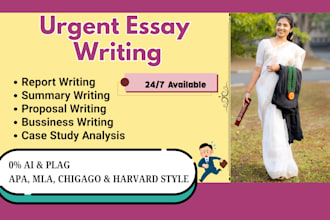 do urgent essay writing, case study, and report writing