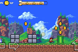 create 2d pixel art game,  retro pixel game, side scroller game