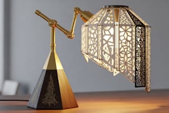 design a unique 3d lamp product with photorealistic renders for your brand