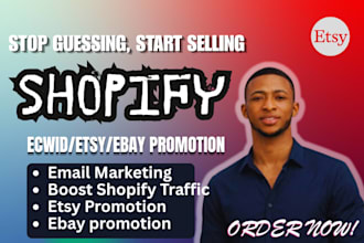 boost etsy shop sales, shopify ebay ecwid promotion using email marketing