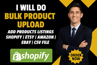 do bulk product upload add products listings shopify etsy amazon ebay csv file