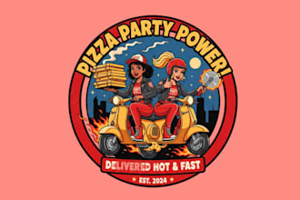 create modern style pizza delivery girls awesome mascot logo design service