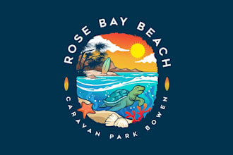 design a modern custom sea beach outdoor travel logo