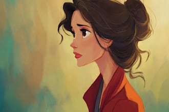 draw a portrait in semi realism disney cartoon style