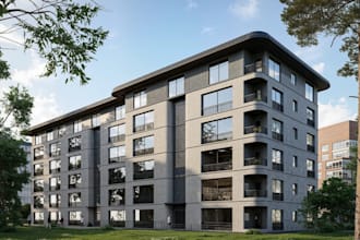 redesign apartment exterior, front elevation, layout plan, interior render,hotel