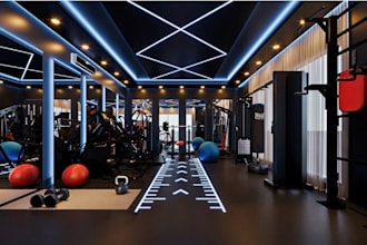 modern gym interior fitness center workout space homegym cardio studio 3d render