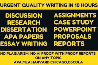 do essay writing, research summary, case study and proposal