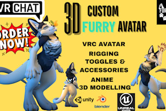 create custom vrchat avatar, vrc avatar, furry avatar 3d vrchat model