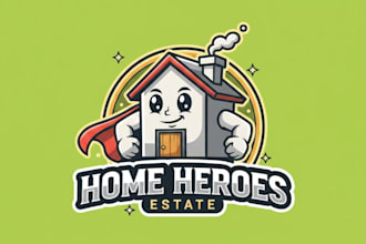 draw wonderful house mascot logo design with unlimited review