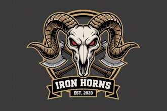 do outstanding ram skull mascot logo with express delivery