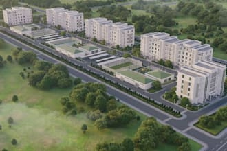 redesign landscape building,model with google maps,real estate siteplan,campuses