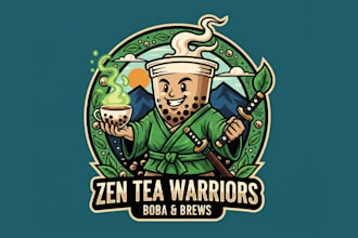 draw wonderful tea mascot logo design with unlimited review