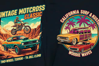 do custom awesome racing car logo with t shirt design for business