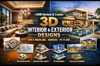 review and create 3d interior exterior designs arch modeling renders pe plans