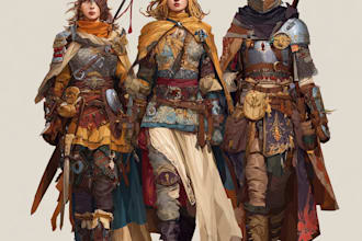 fantasy character art for dnd, dnd party, and pathfinder