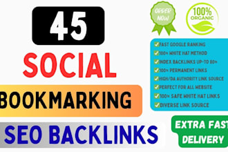 45 high pr social bookmarking backlinks SEO link building