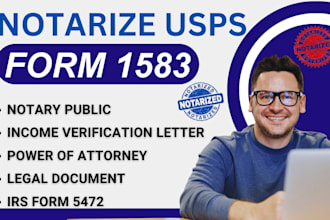 notarize stamp usps form 1583 form 5472 notary public legal document same day