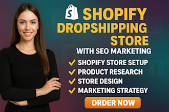 shopify dropshipping store with SEO marketing facebook ads, and instagram ads