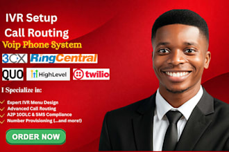 setup IVR call routing voip ai calling a2p 10dlc on ringcentral twilio 3cx quo