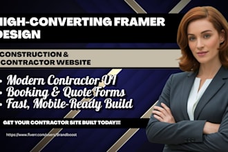 design construction, remodeling framer website, contractor landing page design