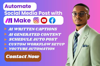 social media post ai automation makecom n8n for instagram marketing auto posting