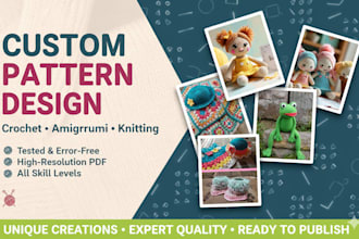 design a clear step by step amigurumi crochet pattern