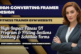 design framer website for fitness trainers gym, fitness program, landing page