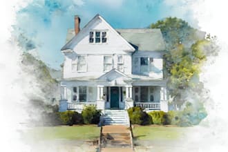 draw your home in digital watercolor