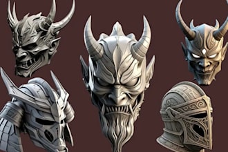 sculpt 3d cosplay model cosplay armor creation 3d helmet props for 3d printing
