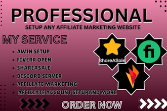 create any verity affiliate website fiverr, awin, discord, shareasales