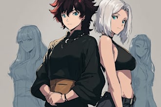anime style characters commission