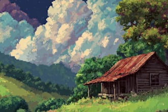 make pixel art scene or background