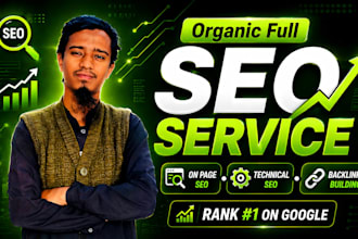 monthly full SEO package for wordpress, shopify, and any website organic service