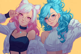 anime style characters commission