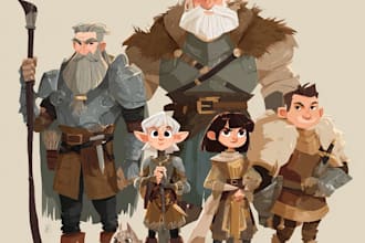 do a dnd party art and d and d character for you