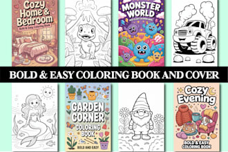 create a bold and easy coloring book for amazon KDP