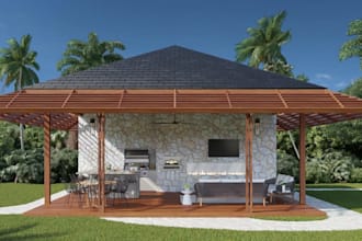 update modern cabana house, design wooden hut, sketchup 3d model, quality render