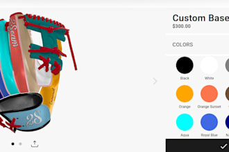 customize and configure baseball, softball glove on shopify zakeke and kickflip