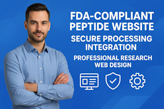 build fda compliant peptide research website with processing