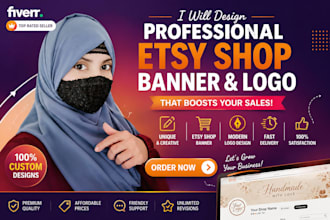 design professional etsy shop banner and logo for your brand