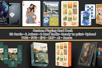design custom card game , 52 playing card , card frames,card box and rule book