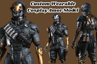 design 3d pepakura cosplay armor, weapon, 3d helmet, 3d mask for 3d printing