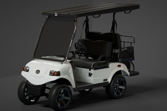mold realistic golf cart,3d electric cart,utility vehicle design,game car render