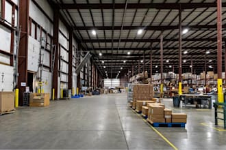 custom 3d warehouse, office, logistics center design with realistic renders