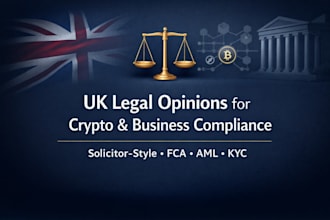 draft UK solicitor legal opinions for crypto, blockchain and business compliance