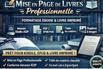 je vais formater votre ebook et livre papier pour amazon KDP