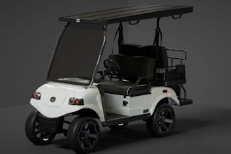 mold golf cart,realistic utility cart,3d vehicle render,windshield,sculpt model